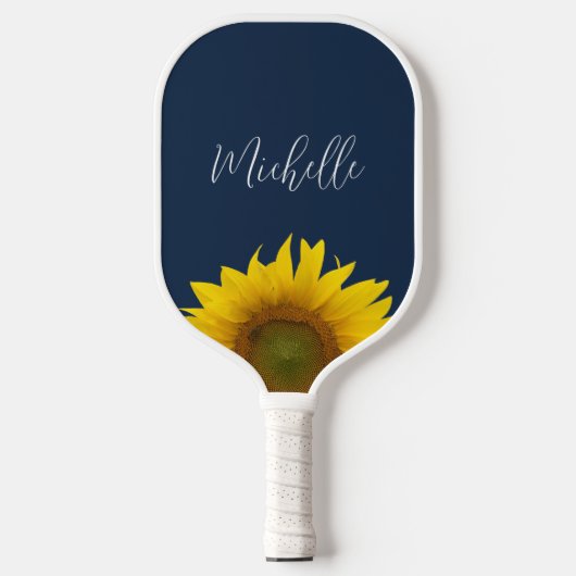 Boho Zonnebloem Marine Blauw Elegant gepersonalise Pickleball Paddle (Voorkant)