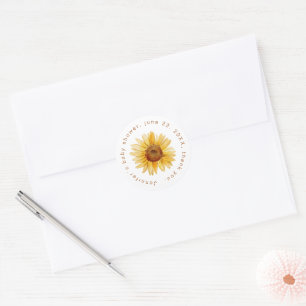 Boho Zonnebloem Natuurlijke Baby Borrel Ronde Sticker