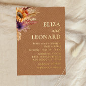 Boho Zonnebloem Pampas Gras Bruiloft Folie Uitnodiging