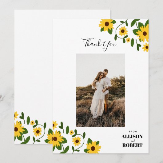 Boho Zonnebloem Patch Bedanktkaart Bedankkaart (Voorkant / Achterkant)