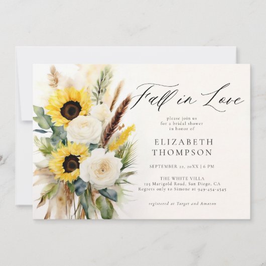 Boho Zonnebloem Roos Pampas Rustiek Vrijgezellenfe Kaart (Voorkant)