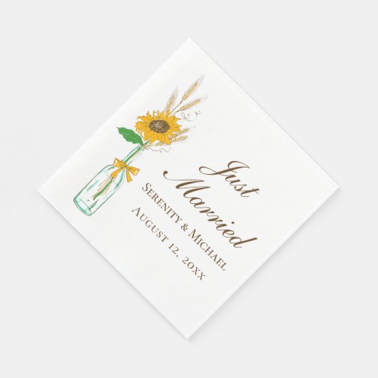 Boho zonnebloem rustieke bloemen net getrouwd brui servet (Hoek)