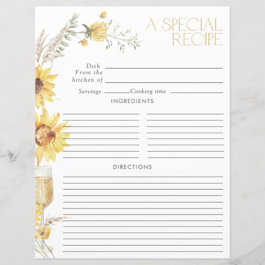 Boho Zonnebloem Vrijgezellenfeest Recept (Voorkant)