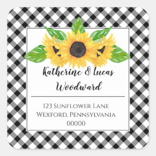 Boho Zonnebloemen BW Buffalo Controle Retouradre Vierkante Sticker