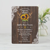 Boho Zonnebloemen Geweien Hout Kant Bruidsdiner Kaart (Staand voorkant)