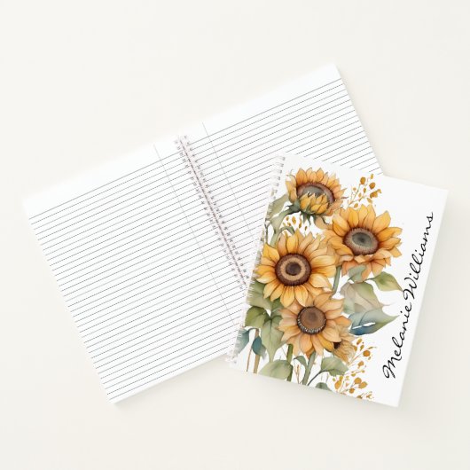 Boho Zonnebloemen | Persoonlijke naam Notitieboek (Binnen)