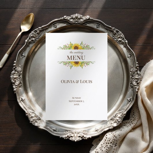 Boho zonnebloemen romantisch zomerse bruiloft menu