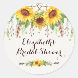 Boho Zonnebloemen Rustiek Vrijgezellenfeest Party  Ronde Sticker