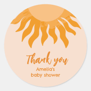 Boho zonneschijn Baby shower gunst bedankt Ronde Sticker