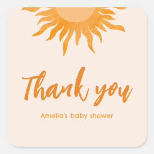 Boho zonneschijn Baby shower gunst bedankt Vierkante Sticker