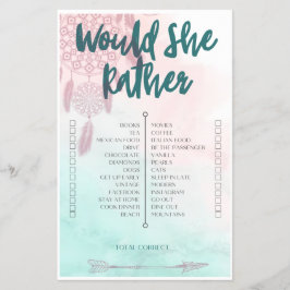 Boho zou ze liever Baby shower spelen Flyer