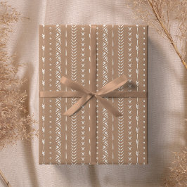 Boho Zuidelijke Geometrische Streep Warm Neutraal  Cadeaupapier