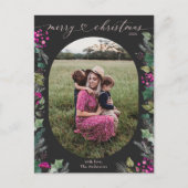 Boho Zwart & Blush Roze Elegant Kerst Briefkaart (Voorkant)