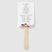 Boho zwart bordeaux bloemenbruiloft hand fan handwaaier (Achterkant)