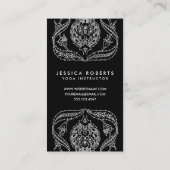 Boho Zwart en Wit Elegant Modern Floral Visitekaartje (Achterkant)