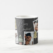 Boho Zwart Kerstmis Foto Collage Pijnbomen Koffiemok (Center)