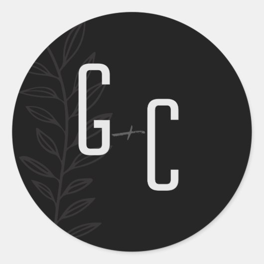 Boho Zwart-Wit  Botanische Bruiloft Cla Ronde Sticker (Voorkant)