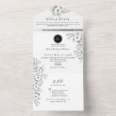 Boho Zwart-wit bruiloft All In One Uitnodiging (Binnen)