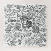 Boho zwart-wit decoratieve boom gemêleerd legpuzzel (Horizontaal)