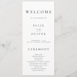 Boho Zwart & Wit Elegante Minimalistische Huwelijk Programma