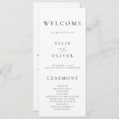 Boho Zwart & Wit Elegante Minimalistische Huwelijk Programma (Voorkant / Achterkant)