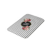 Boho zwart wit gestreept bloemmonogram badmat (Gekanteld)