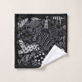 Boho zwart-wit grillig vissenpatroon bad handdoek (Wasdoekje)