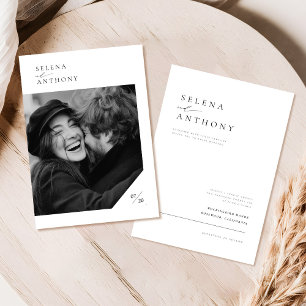 Boho zwart-wit minimalistische foto bruiloft kaart