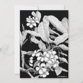 Boho Zwart Wit Tekening Bloemen Huwelijk Kaart (Achterkant)