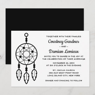 Boho Zwart Wit Trouw Dreamcatcher Tribal Kaart