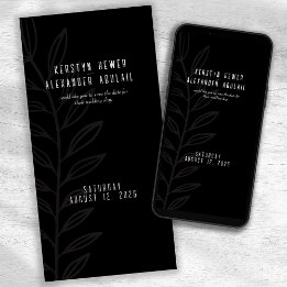 Boho zwart-wit vintage botanische bruiloft