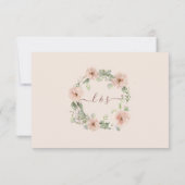 Boho Zwarte Bloemige Blush Roze RSVP Reactie (Achterkant)