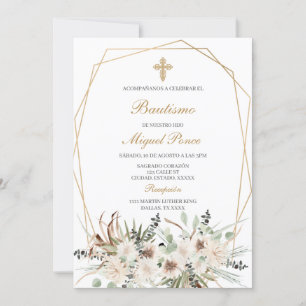 Bohol Blanc Baptême espagnol Invitation