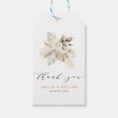 Bohomian pampas gras en groen bruiloft cadeaulabel (Voorkant)