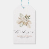 Bohomian pampas gras en groen bruiloft cadeaulabel (Achterkant)