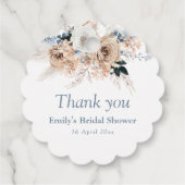 Bohomian Pampas Stoffig blauw vrijgezellenfeest Bedankjes Labels (Achterkant)