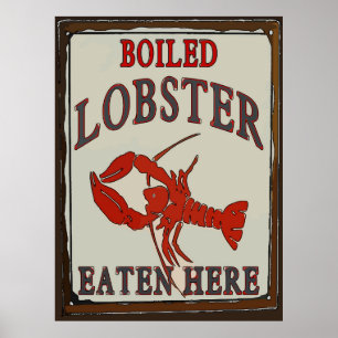 Boiled Lobster Eaten hier Poster