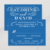 Boire à manger et RSVP Pacific Blue Rustic Mariage (Devant / Derrière)