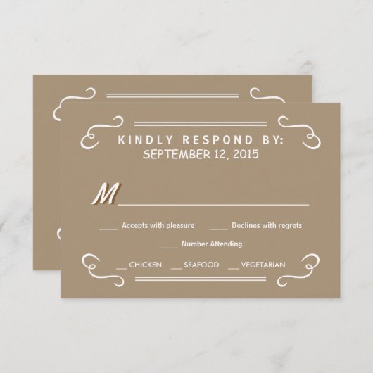 Boire à manger et RSVP Sandalwood Tan Mariage Répo (Devant / Derrière)