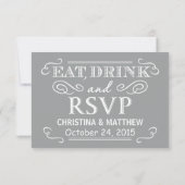 Boire à manger et RSVP Silver Grey Rustique Mariag (Dos)