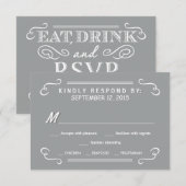 Boire à manger et RSVP Silver Grey Rustique Mariag (Devant / Derrière)