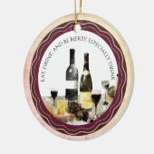 Boire à manger être joyeux vin ornement de Noël (Gauche)