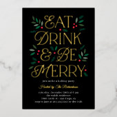 Boire à manger Soyez Merry Foil Fête Invitation (Recto)