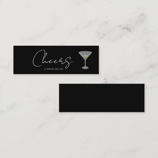 Boire Billet Cheers Mariage Réception Mini Carte (Devant / Derrière)