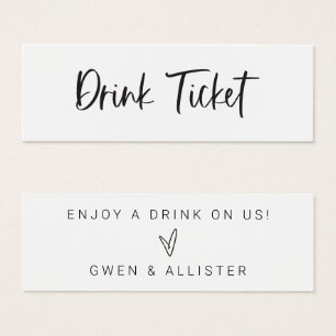 Boire Billet Mariage Bar de réception Carte jeton