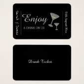Boire Billet Mariage Bar de réception Carte jeton (Devant & derrière)