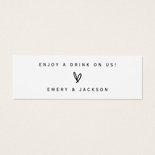 Boire Billet Mariage Réception Beverage Card (Dos)