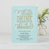 Boire Boire Douche nuptiale Invitation Bleu (Debout devant)
