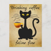 Boire Café Feline Fine - Carte postale (Devant)