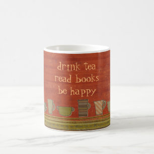 Boire Du Thé Lire Des Livres Joyeux Mug Rougeâtre